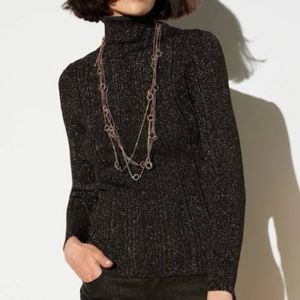 Women Zolla sparkly lurex turtleneck sweater,sz large